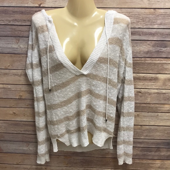 LOFT Tops - LOFT white & tan long sleeve